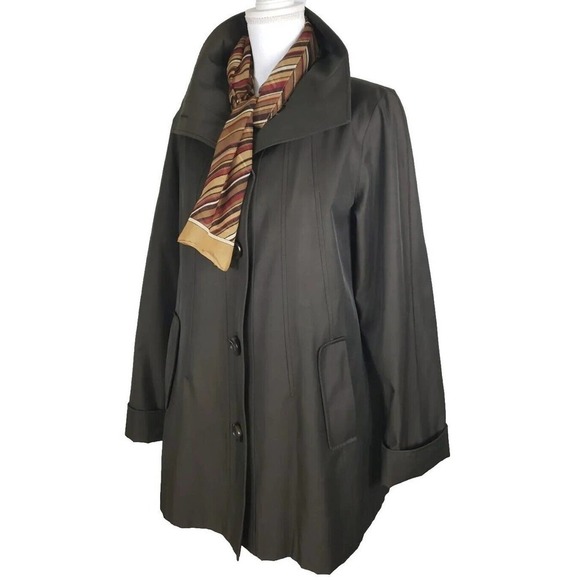 Gallery ~Woman Size M~ Chocolate/Brown Trench Coat All Season Button-Up, Lining - Picture 4 of 14